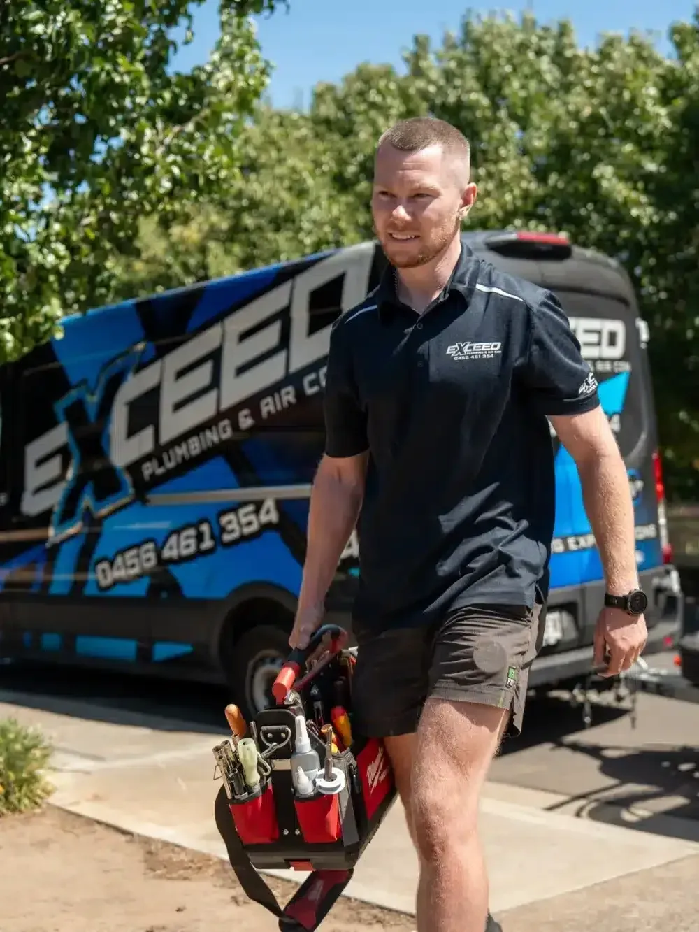 Local plumber arriving at a Valley View home